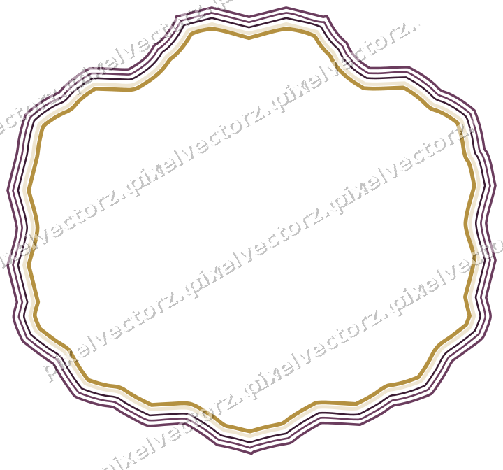 Decorative line art frame in dark magenta and amber with label plaque