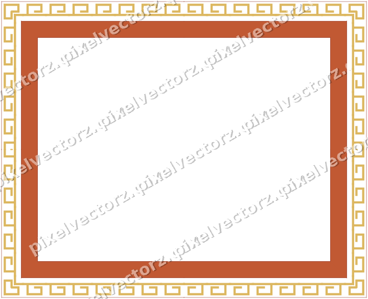 Decorative picture frame border in orange and amber with greek key