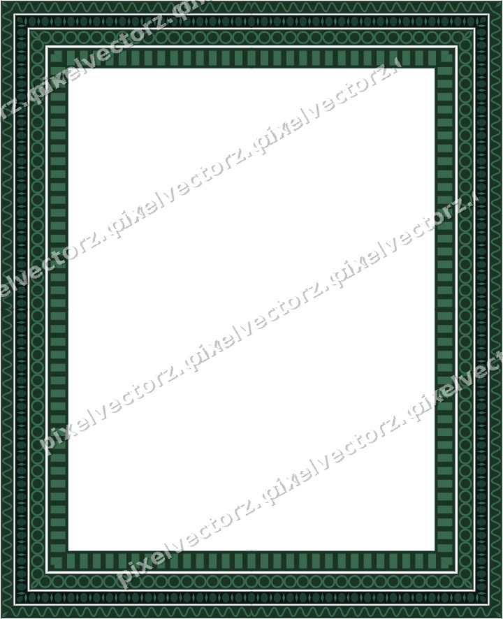 Decorative picture frame border in dark green and red with wave band