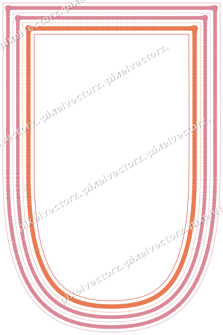 Decorative line art frame in red and orange with shield