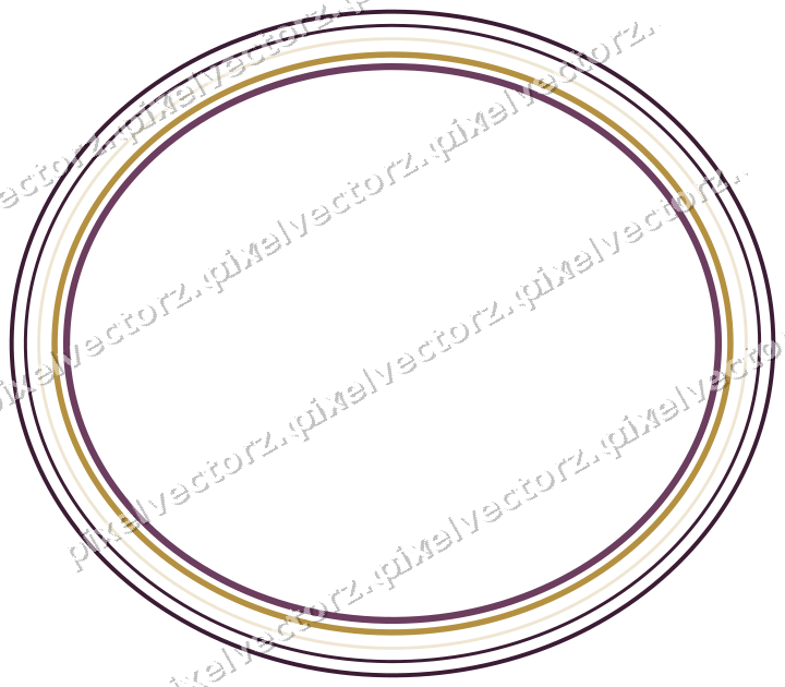 Decorative line art frame in dark magenta and amber with oval
