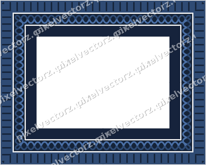 Decorative picture frame border in dark blue and amber with guilloche