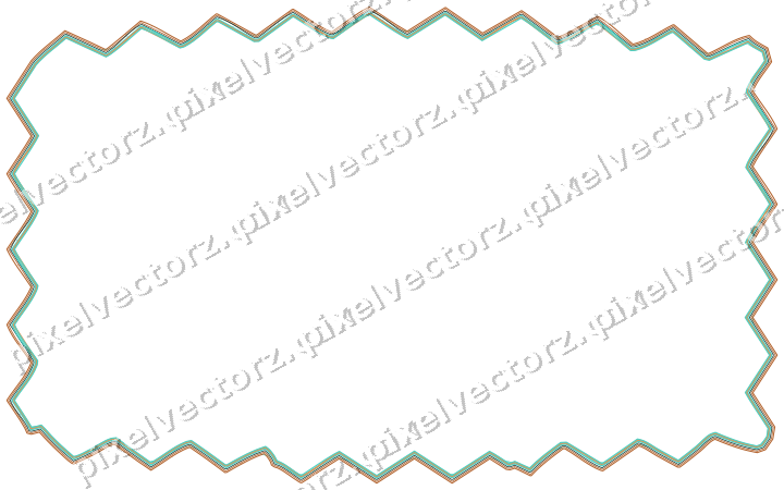 Decorative line art frame in orange and teal with label plaque