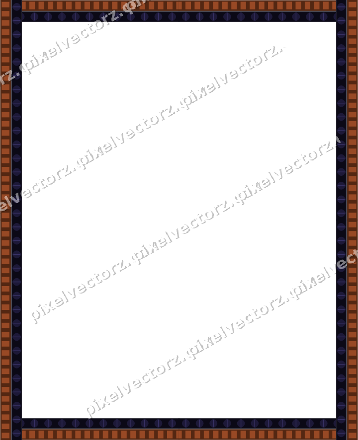 Decorative picture frame border in orange and blue with dentil