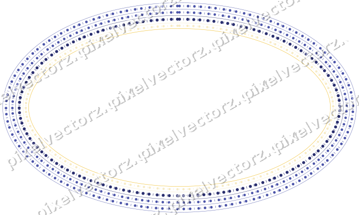 Decorative line art frame in dark blue and amber with oval