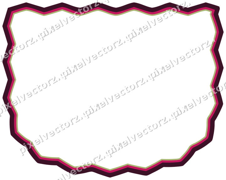 Decorative line art frame in lime and pink with shield and zigzag edge