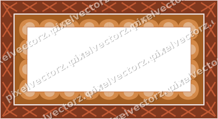 Decorative picture frame border in orange and amber with cross band