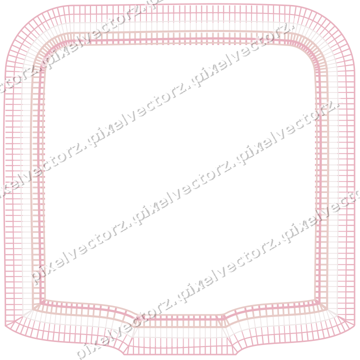 Decorative line art frame in pale pink and pale red with label plaque