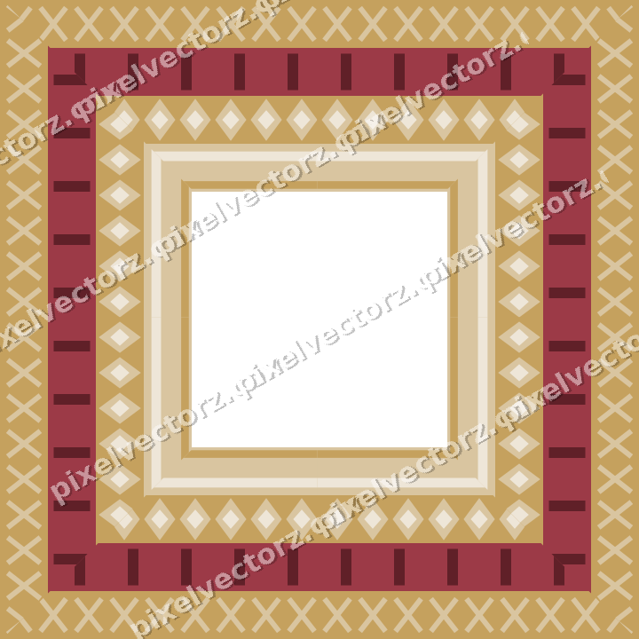 Decorative picture frame border in dark pink and red with cross band