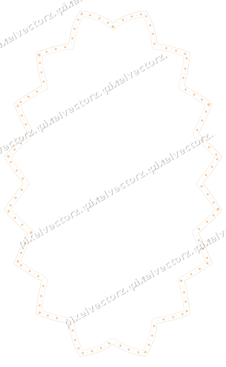 Decorative line art frame in dark blue and orange with oval