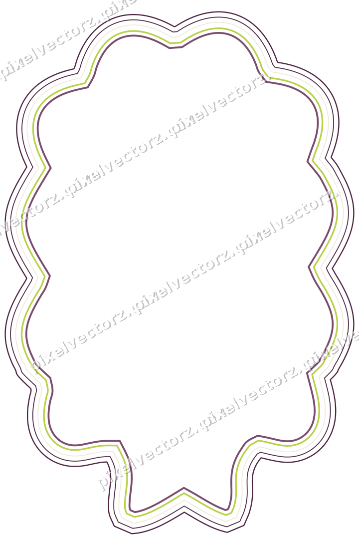 Decorative line art frame in dark magenta and lime with label plaque