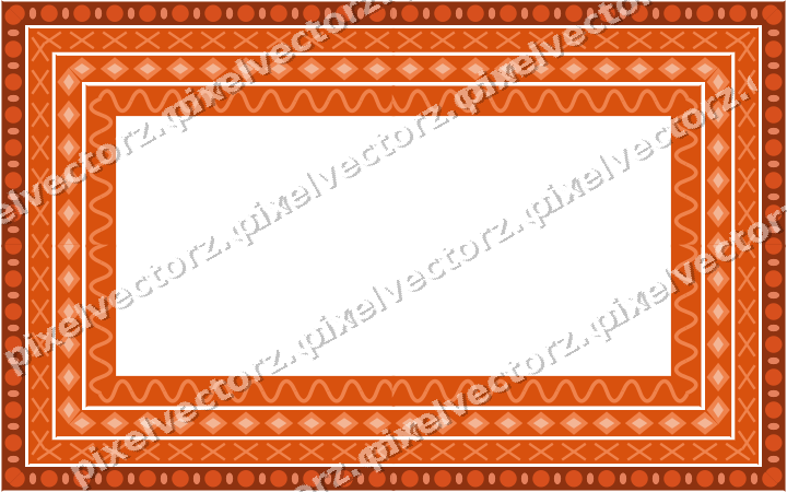 Decorative picture frame border in orange and teal with cross band