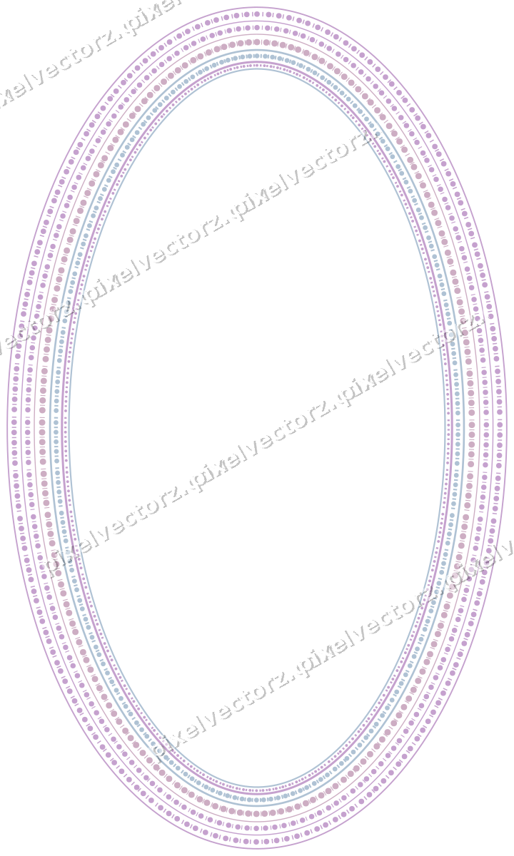 Decorative line art frame in purple and blue with oval and beaded line