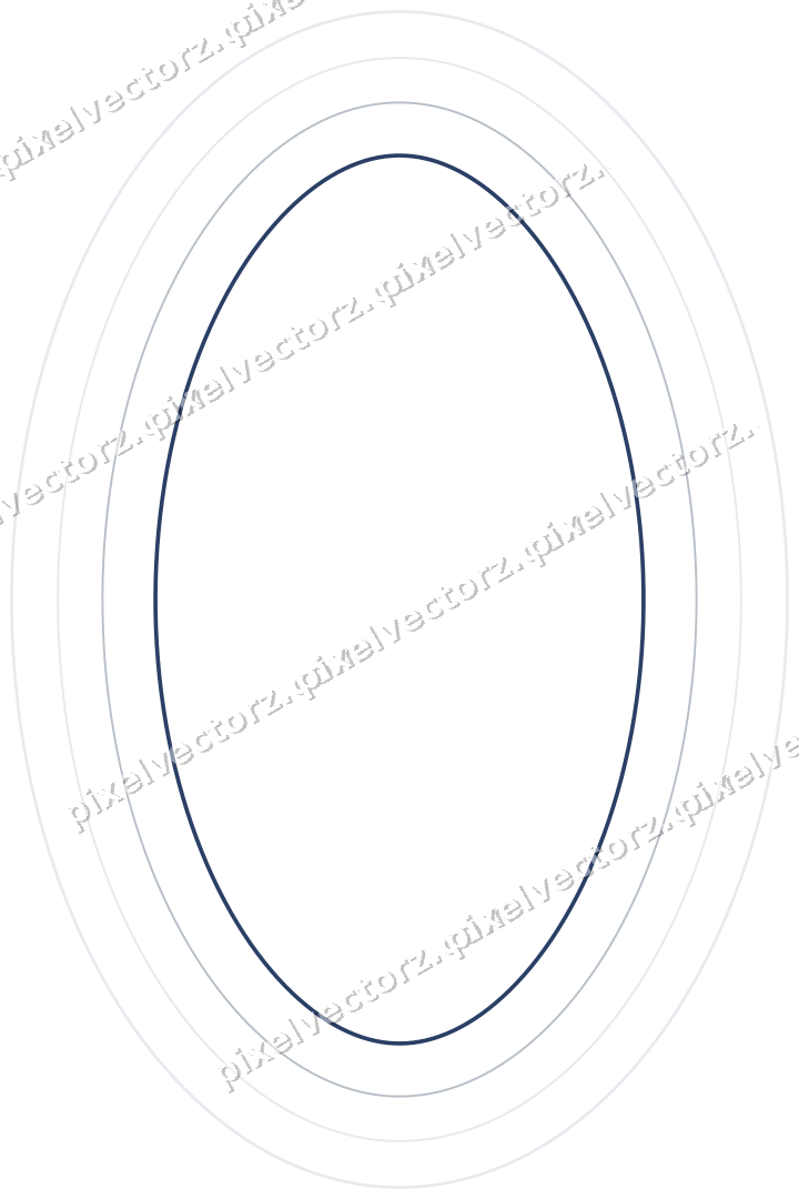 Decorative line art frame in dark blue and white with oval