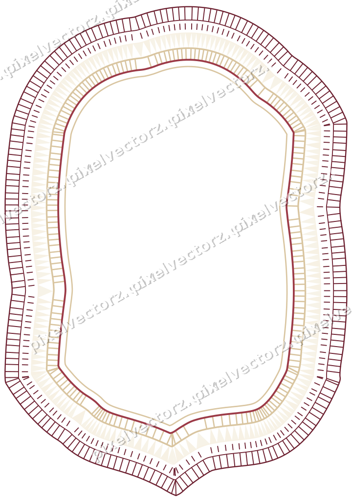 Decorative line art frame in dark pink and red with label plaque