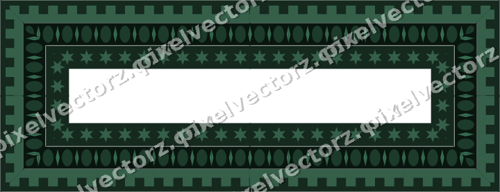 Decorative picture frame border in dark green with step band