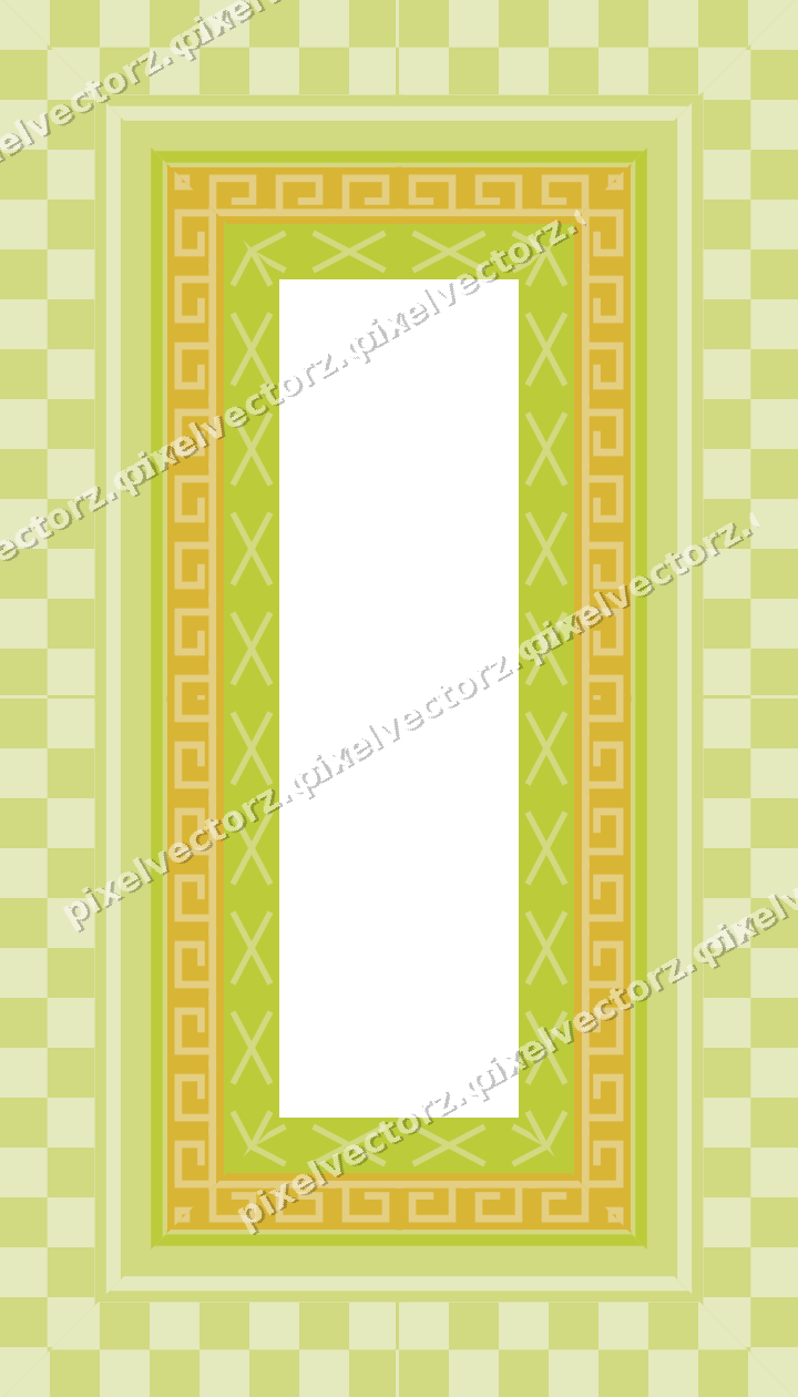 Decorative picture frame border in lime and yellow with greek key