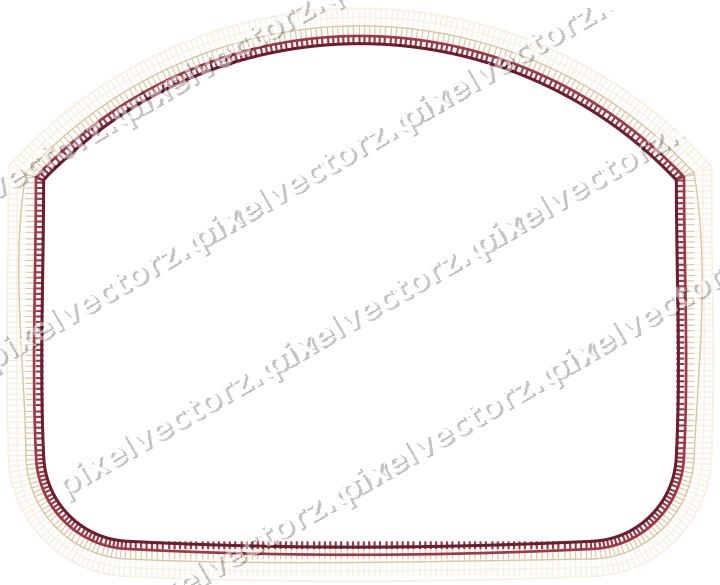 Decorative line art frame in dark pink and red with label plaque
