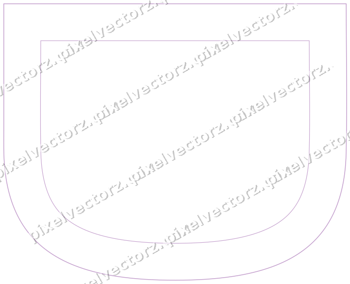 Decorative line art frame in purple and blue with shield