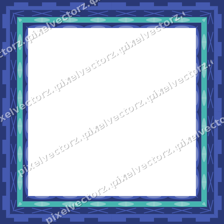 Decorative picture frame border in blue and cyan with leaf moulding