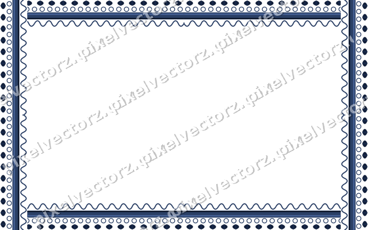 Decorative picture frame border in dark blue and white with ring chain