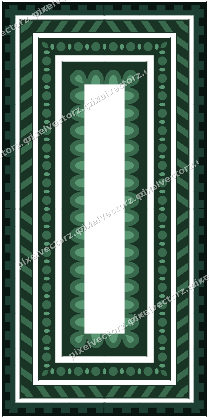 Decorative picture frame border in dark green with diagonal band