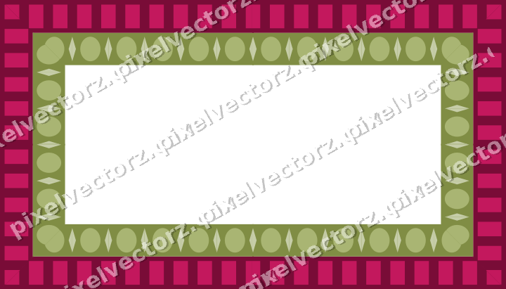Decorative picture frame border in lime and pink with dentil