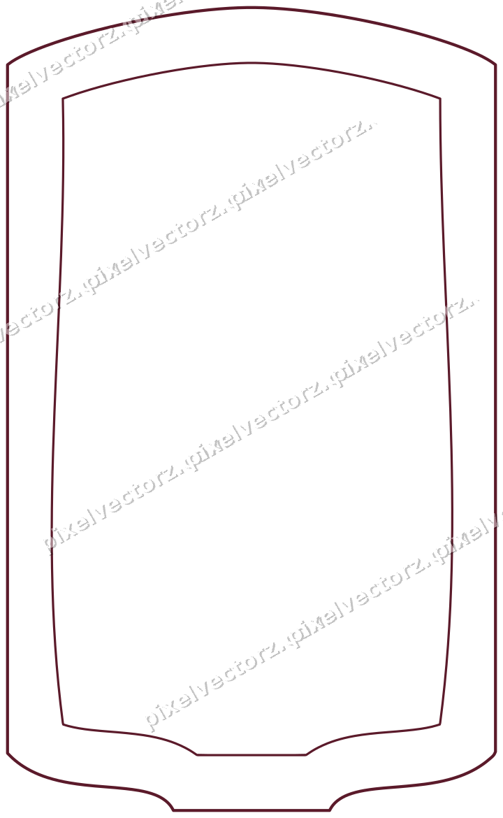 Decorative line art frame in dark pink and amber with label plaque