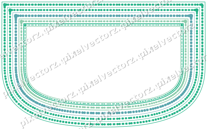 Decorative line art frame in green and teal with shield
