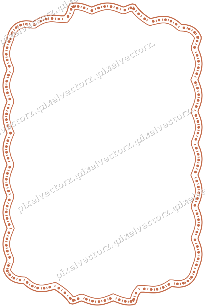 Decorative line art frame in dark teal and orange with label plaque