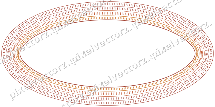 Decorative line art frame in orange and amber with oval