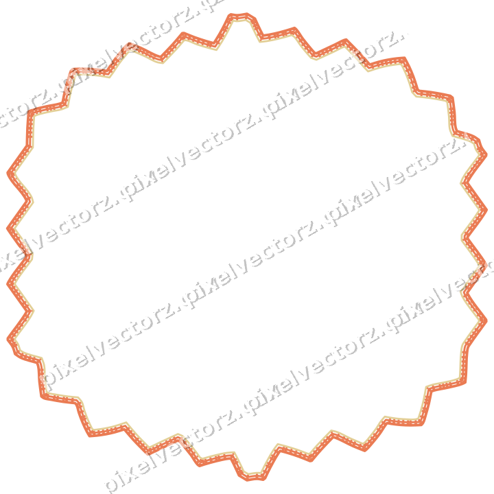 Decorative line art frame in red and orange with label plaque