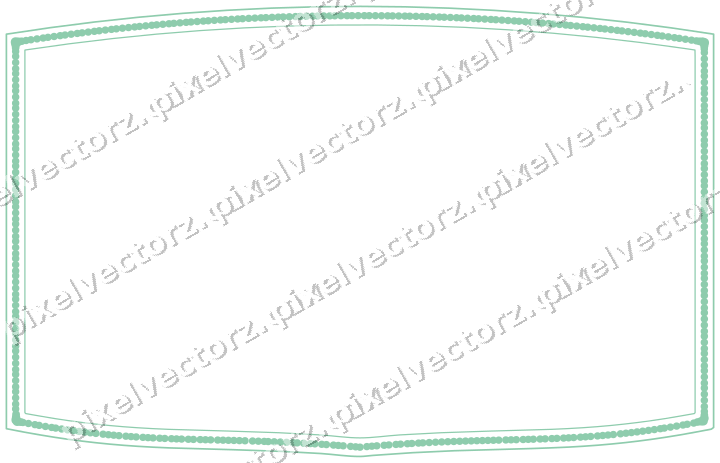 Decorative line art frame in green and teal with label plaque