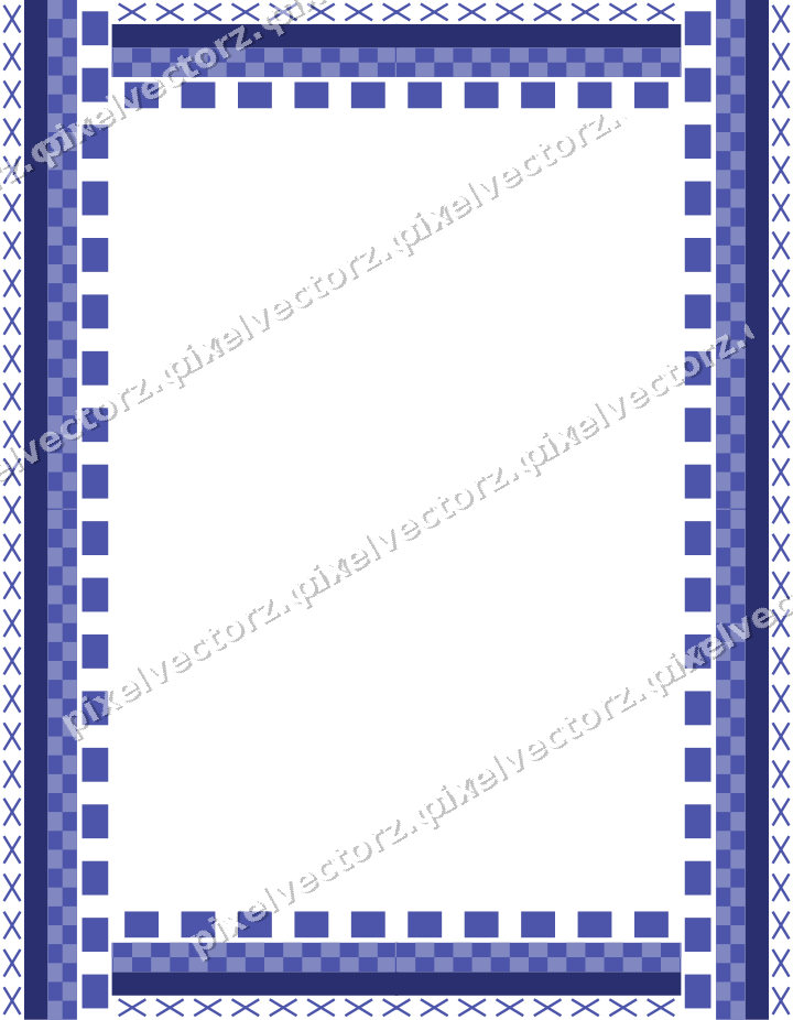 Decorative picture frame border in dark blue and amber with cross band