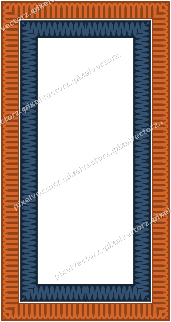 Decorative picture frame border in dark blue with arcade frieze
