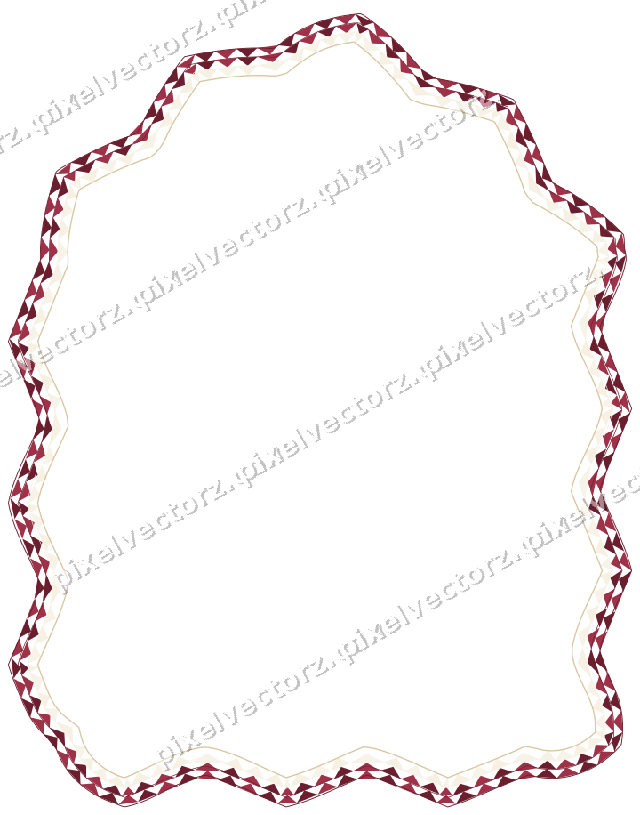 Decorative line art frame in dark pink and red with label plaque