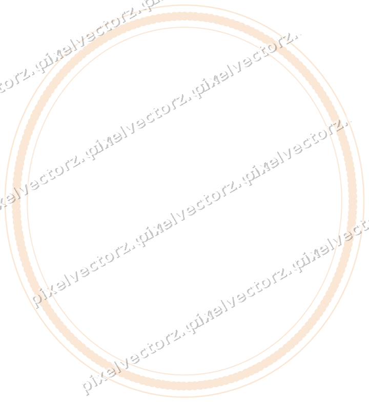 Decorative line art frame in blue and orange with oval and dotted line