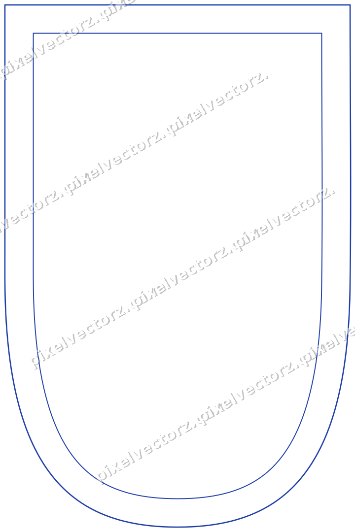 Decorative line art frame in amber and blue with shield
