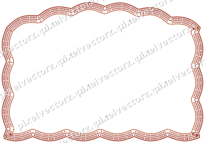 Decorative line art frame in orange and amber with label plaque