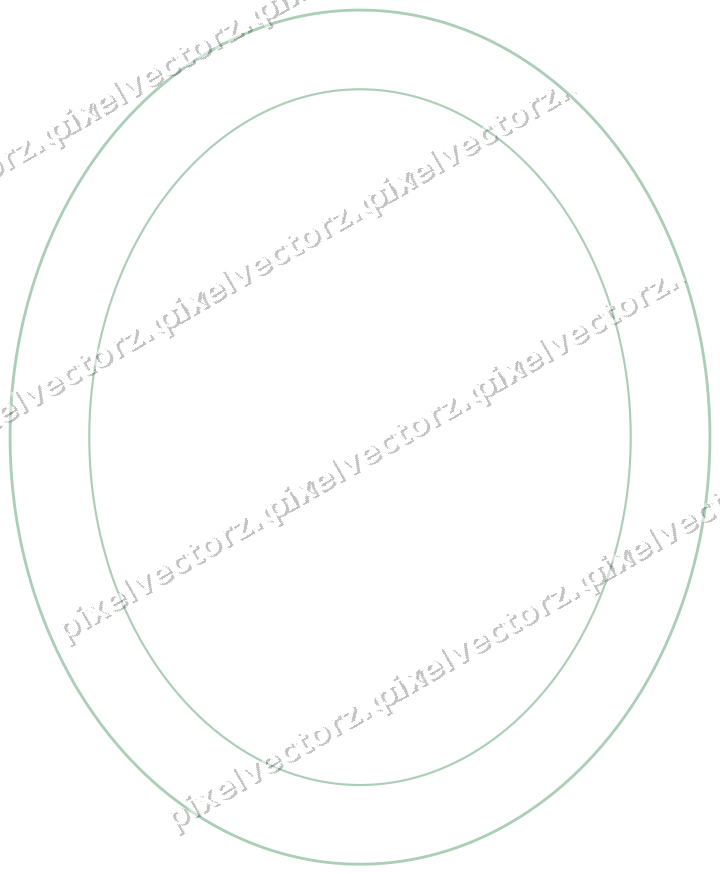 Decorative line art frame in green and teal with oval