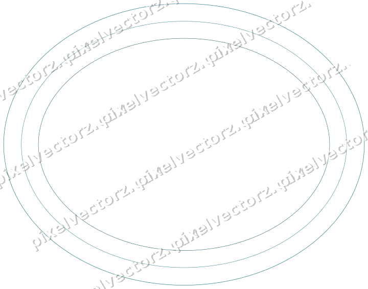 Decorative line art frame in dark teal and orange with oval
