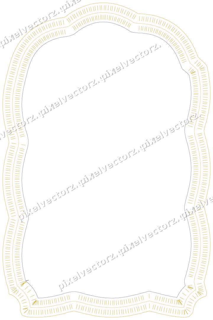 Decorative line art frame in amber and purple with label plaque
