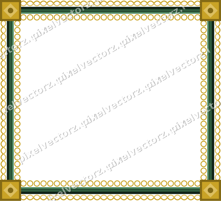 Decorative picture frame border in dark green and amber with guilloche