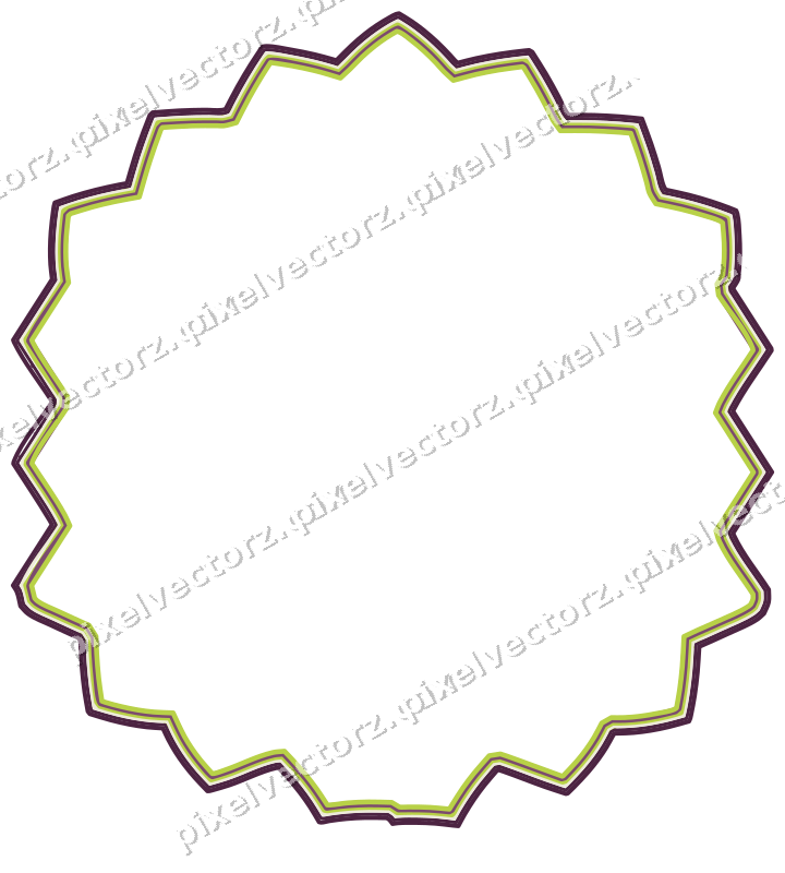 Decorative line art frame in dark magenta and lime with label plaque