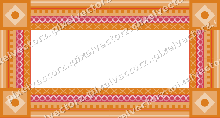 Decorative picture frame border in red and orange with guilloche