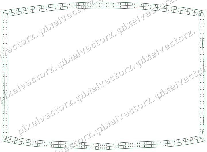 Decorative line art frame in dark green and red with label plaque