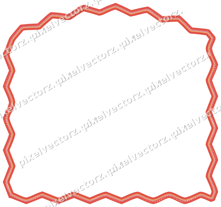 Decorative line art frame in red and orange with label plaque