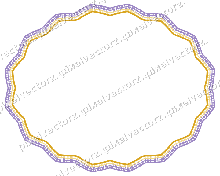 Decorative line art frame in amber and purple with oval