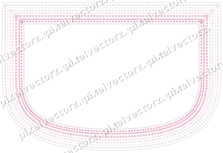 Decorative line art frame in pale pink and pale red with shield