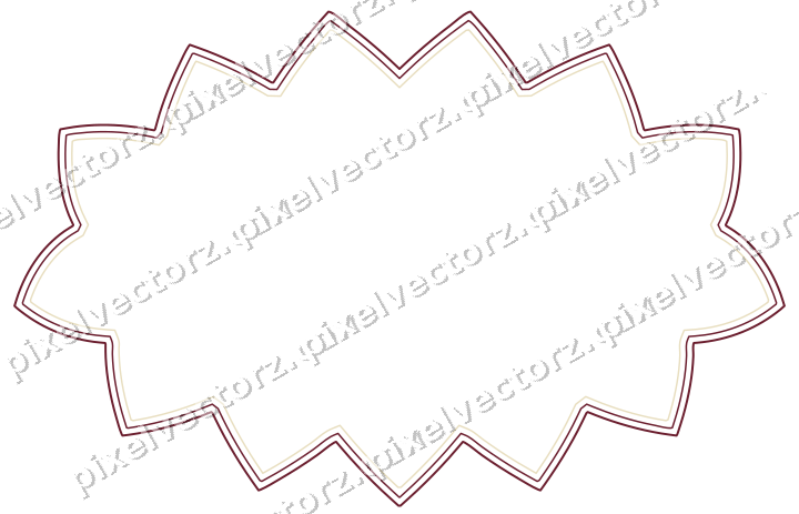 Decorative line art frame in dark pink and red with oval